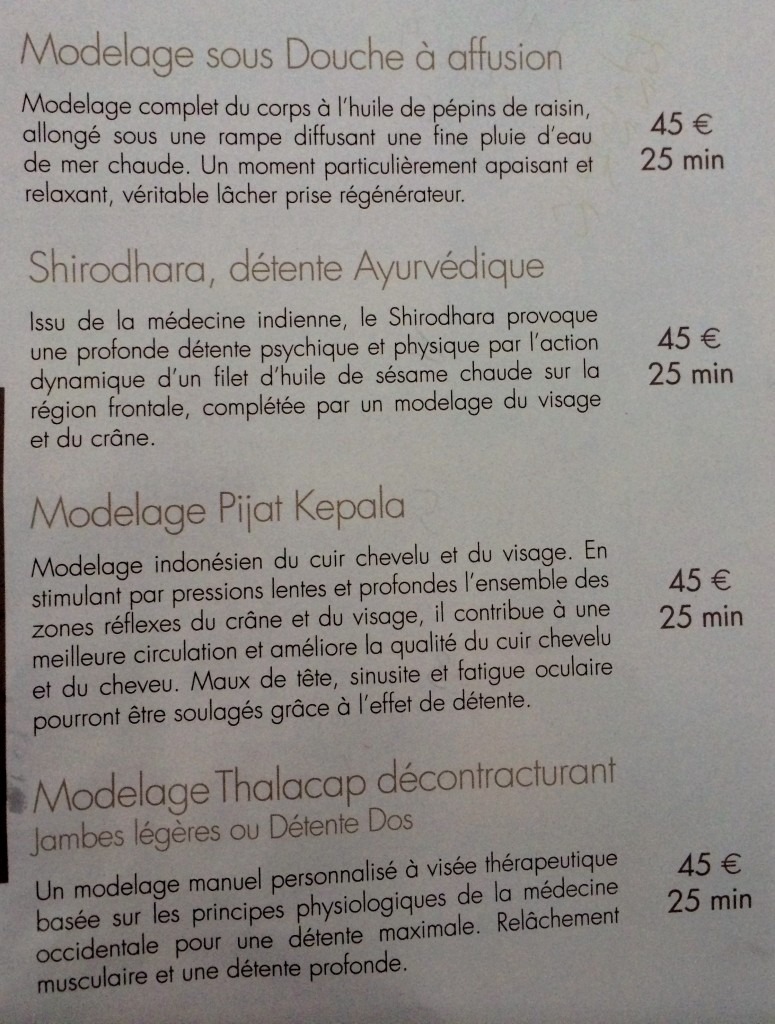 thalacap ile de ré carte des modelages