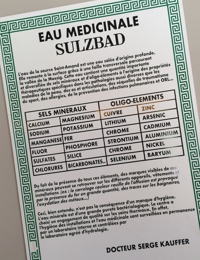 Propriétes de l'eau thermale de Sulzbad